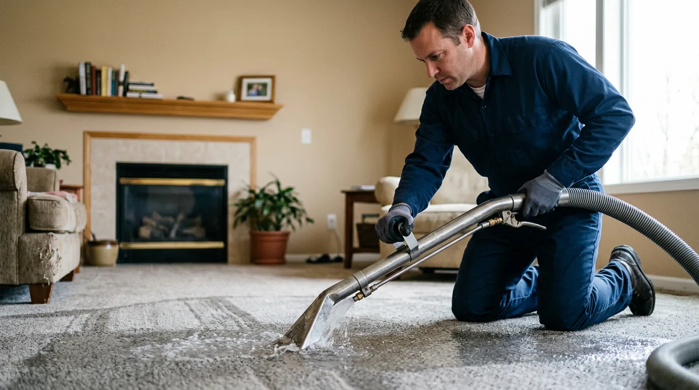 Water damage restoration technician working near Arvada, WY